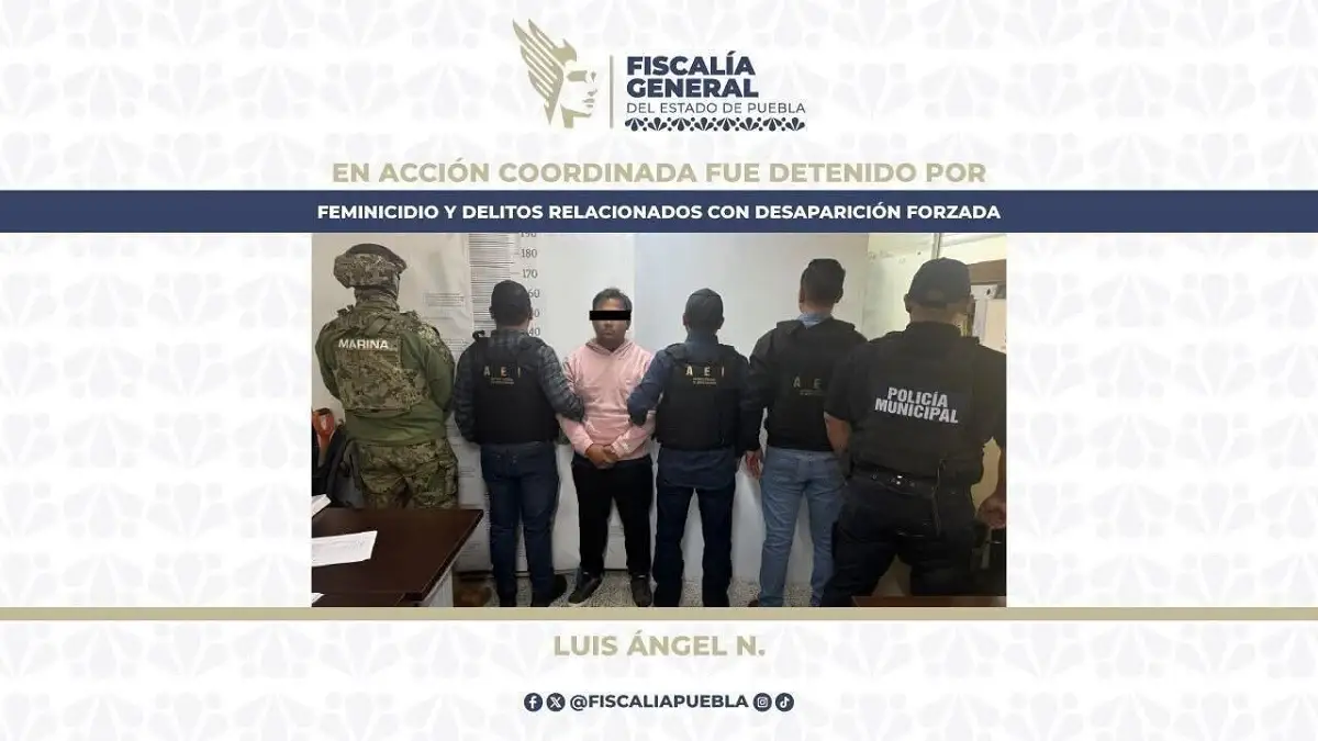 FOTO: Así presentaron a Luis Ángel N., feminicida de la niña Genesis en Puebla