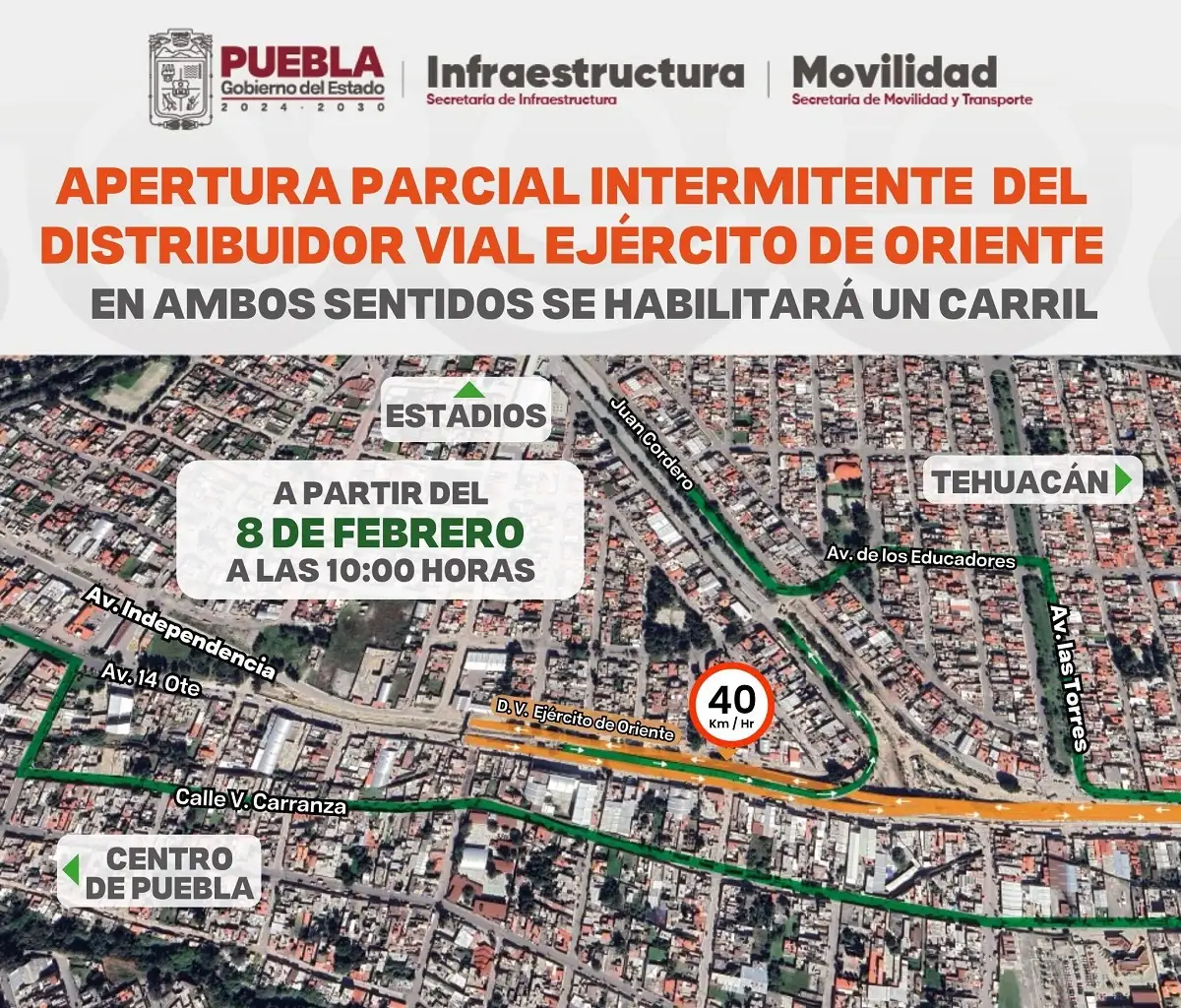 Abren parcialmente el distribuidor Ejército de Oriente Esta es la velocidad permitida