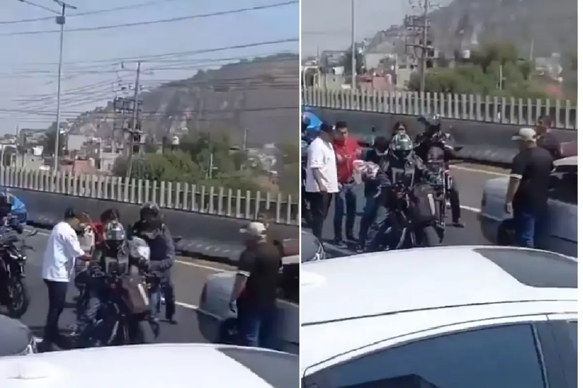 VIDEO: Motociclista salva a una bebé y su papá que quedaron atrapados en la México-Pachuca 1 Motociclista salva a una bebé y su papá que quedaron atrapados en la México-Pachuca