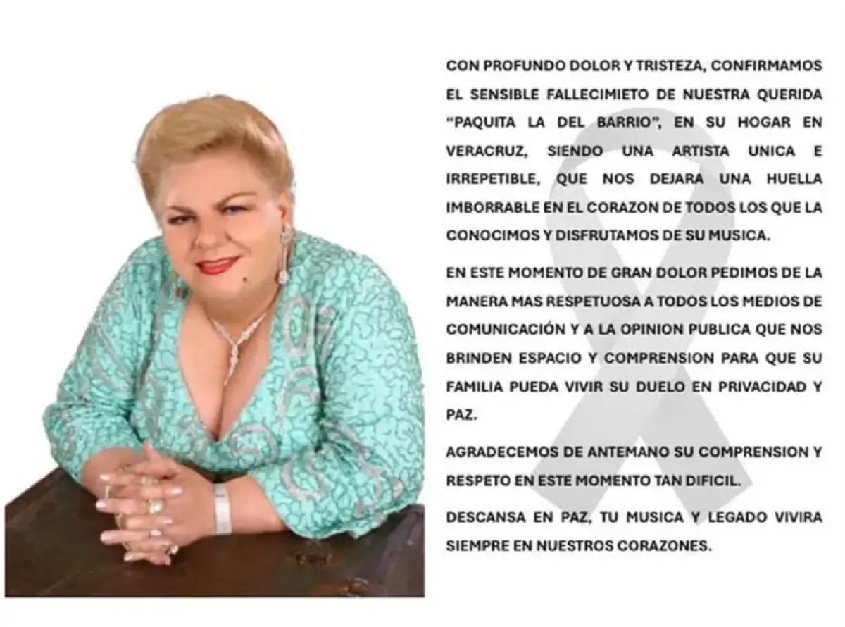 Paquita la del Barrio falleció mientras dormía, confirma su mánager