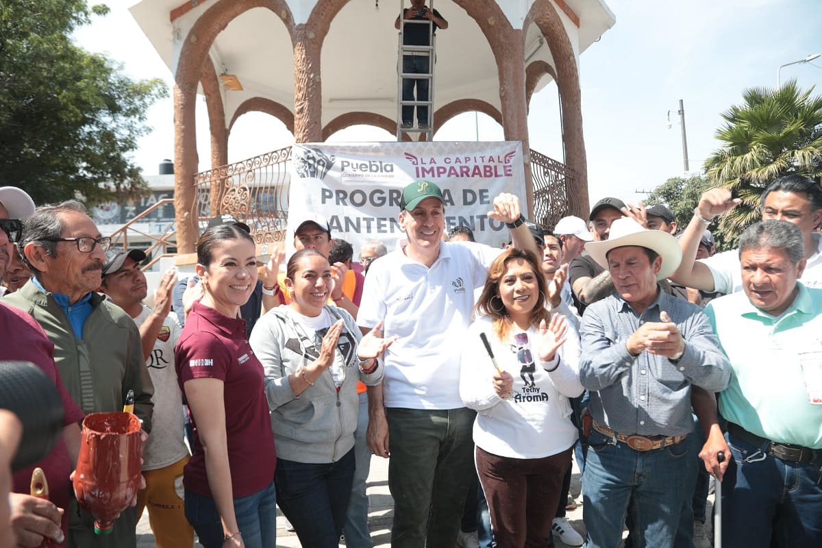 Gobierno de la Ciudad impulsa faena de conservación en el parque principal de San Felipe Hueyotlipan 1 pepe chedraui faena de conservación Hueyotlipan