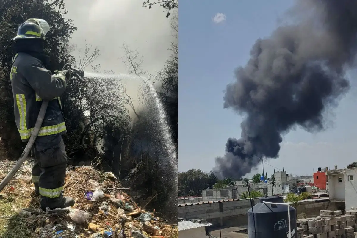 Bomberos atienden incendio en un lote baldío en Santa María Xonacatepec 1 incendio en un lote baldío de Xonacatepec