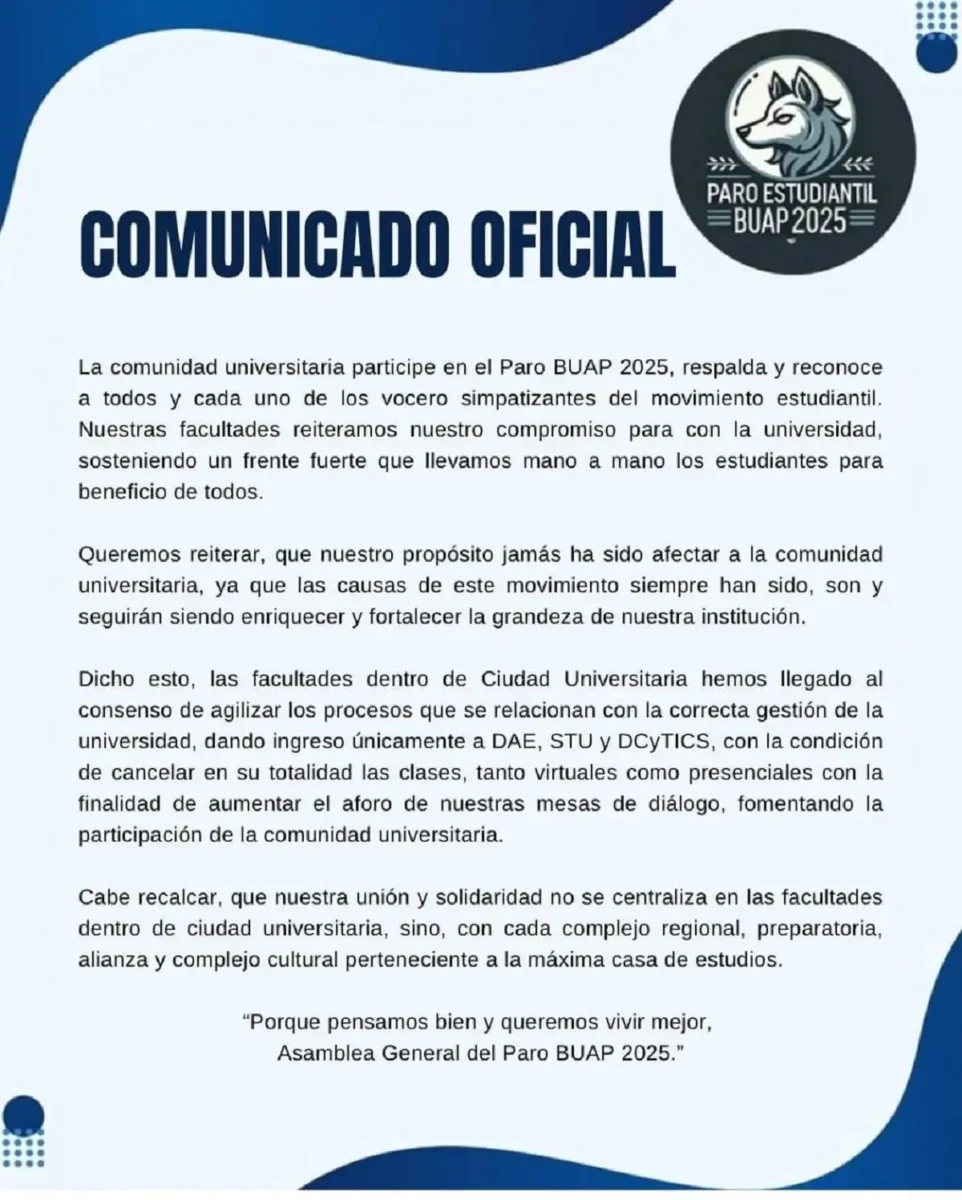 Estudiantes en paro de la BUAP proponen liberar la DAE si hay suspensión total de clases 2 Estudiantes en paro BUAP proponen liberar la DAE si hay suspensión total de clases