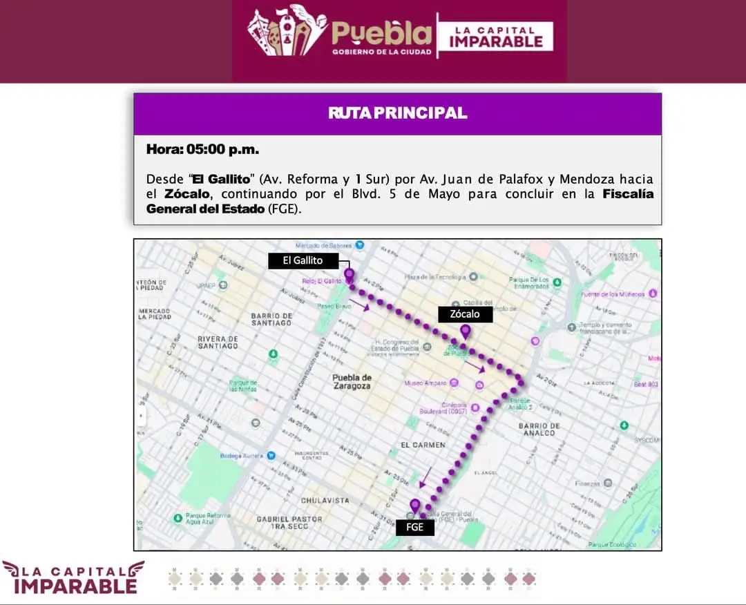 Estas son las calles cerradas en Puebla por marchas del 8M