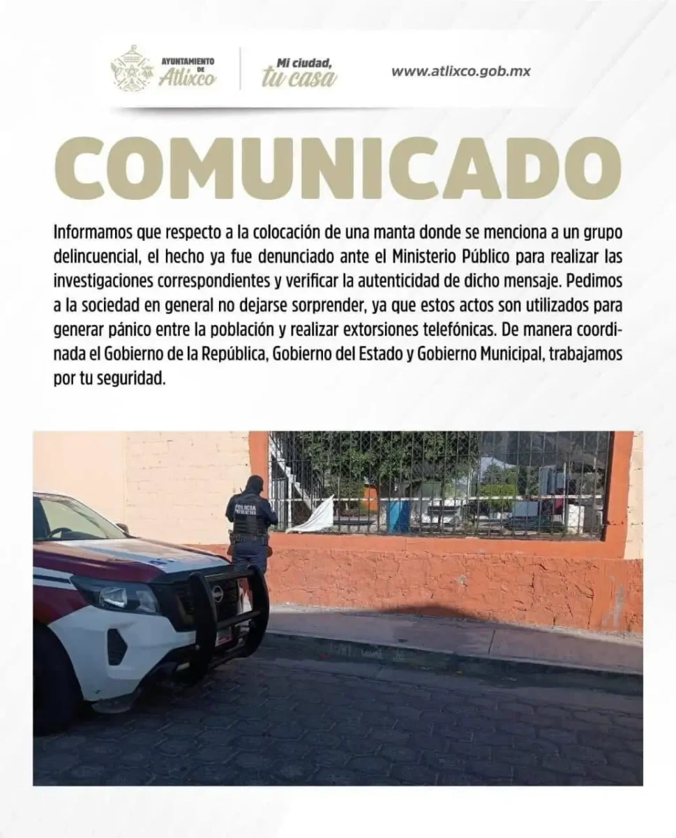 Aparece narcomanta en escuela primaria de Atlixco este 17 de marzo 3 Colocan narcomanta en Atlixco este 17 de marzo