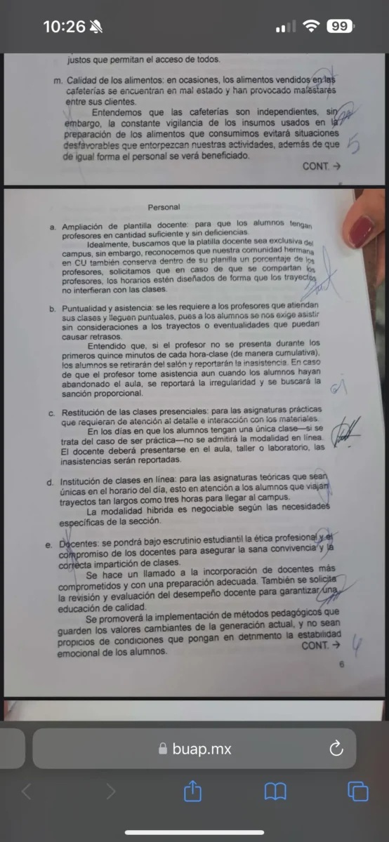 Pliego petitorio de CU2: estas son las demandas de alumnos