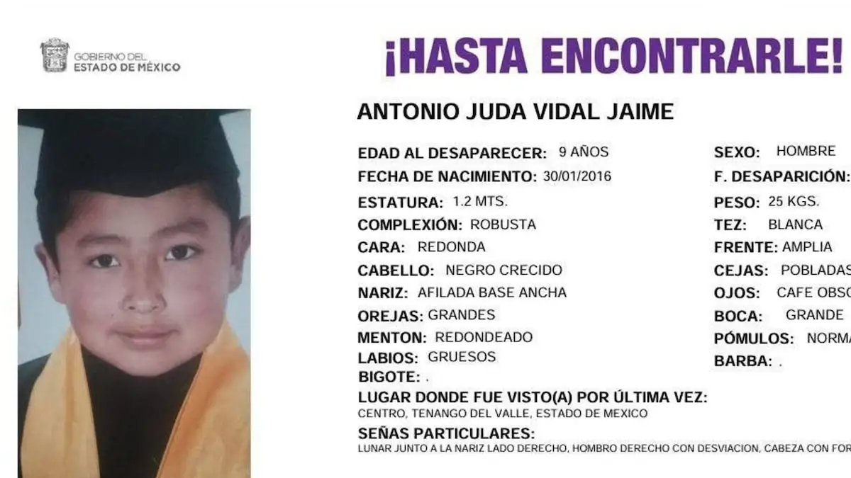 En Tenango del Valle encuentran a Toñito, de 9años, sin vida