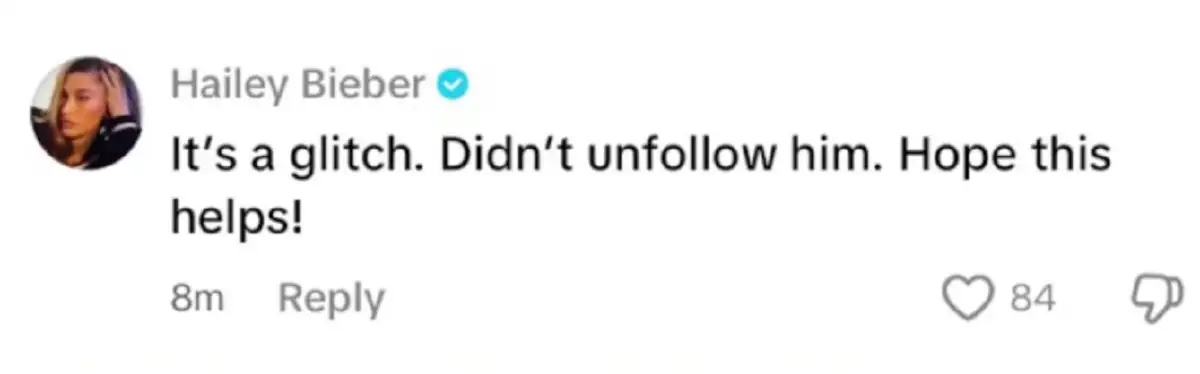 Hailey Bieber rompe el silencio tras dejar de seguir 