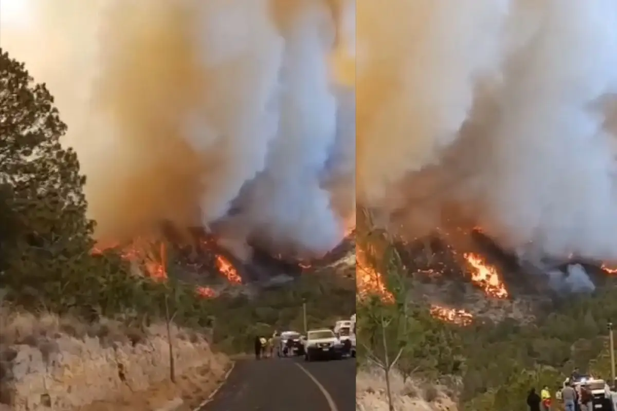 VIDEO: Con helicóptero y 90 brigadistas, gobierno de Puebla combate incendio forestal en Libres 1 gobierno de Puebla combate incendio forestal en Libres