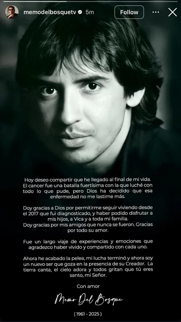 Muere Memo del Bosque, ex productor de Televisa 