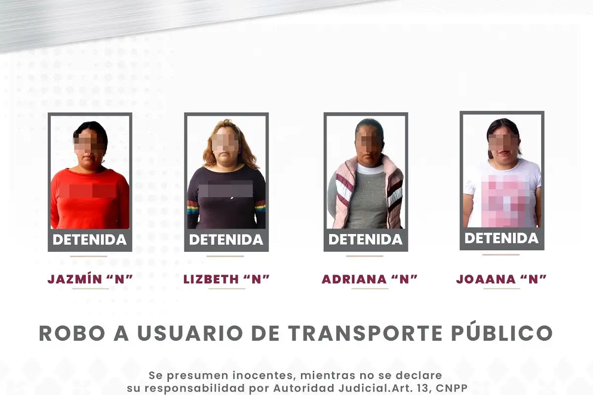 Detienen a cuatro mujeres por robar celulares en el transporte público de Puebla 1 Detienen a cuatro mujeres por robar celulares en el transporte público de Puebla