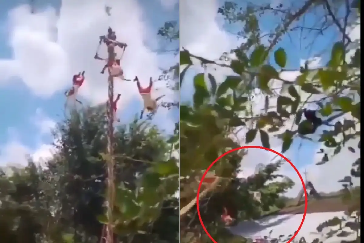 Tragedia en Veracruz: Caen cinco voladores de Papantla de 10 metros de altura (VIDEO) 1 Caen cinco voladores de Papantla de 10 metros de altura
