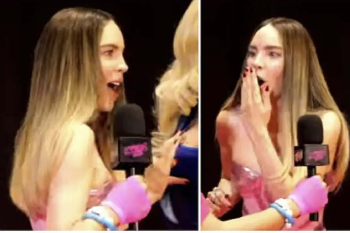¿Estamos en vivo? Belinda protagoniza momento viral en el estreno de Mentiras (VIDEO) 1 El "oso" de Belinda en el estreno de Mentiras