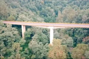 Milagro en Huauchinango: Camioneta de la CFE se salva de caer del puente Totolapa (VIDEO)