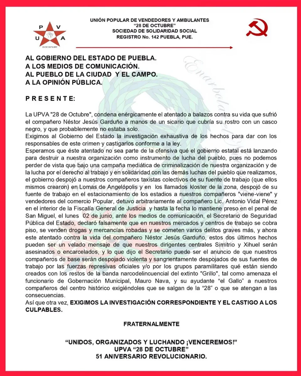 Balean al coordinador de la 28 de Octubre en Valle Dorado