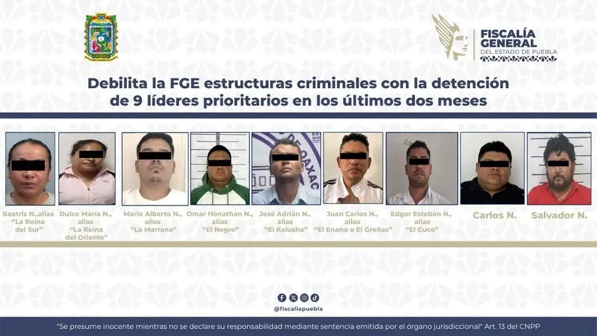 Debilita la FGE estructuras criminales con la detención de 9 líderes prioritarios en los últimos dos meses