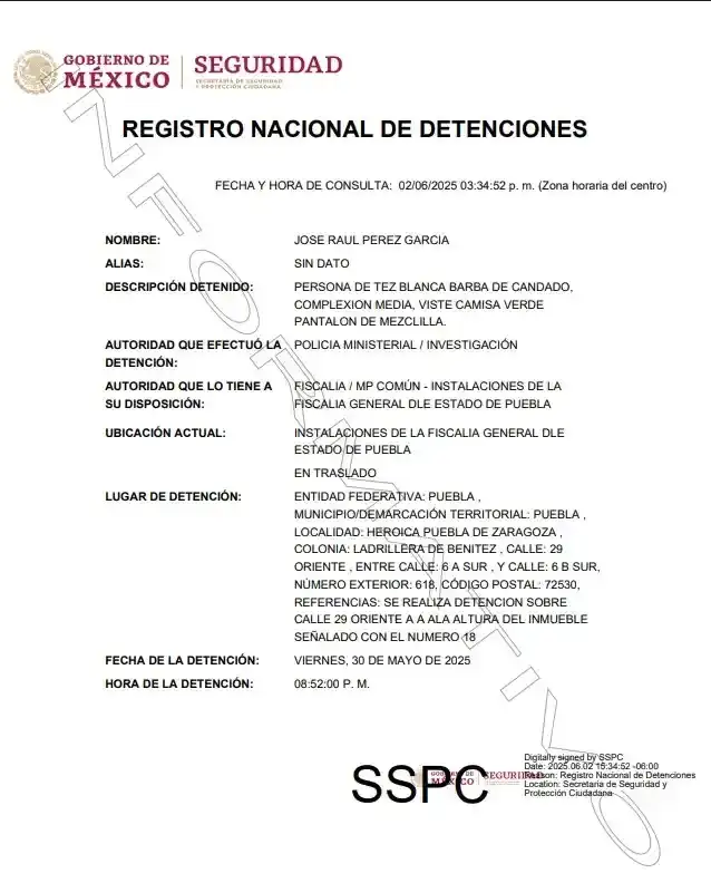 Detienen al director de la Comisión de Búsqueda en Puebla