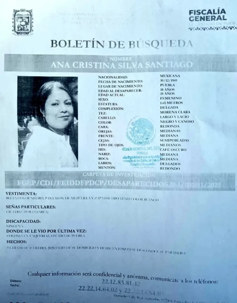 Ana Cristina Silva había sido reportada como desaparecida en Puebla