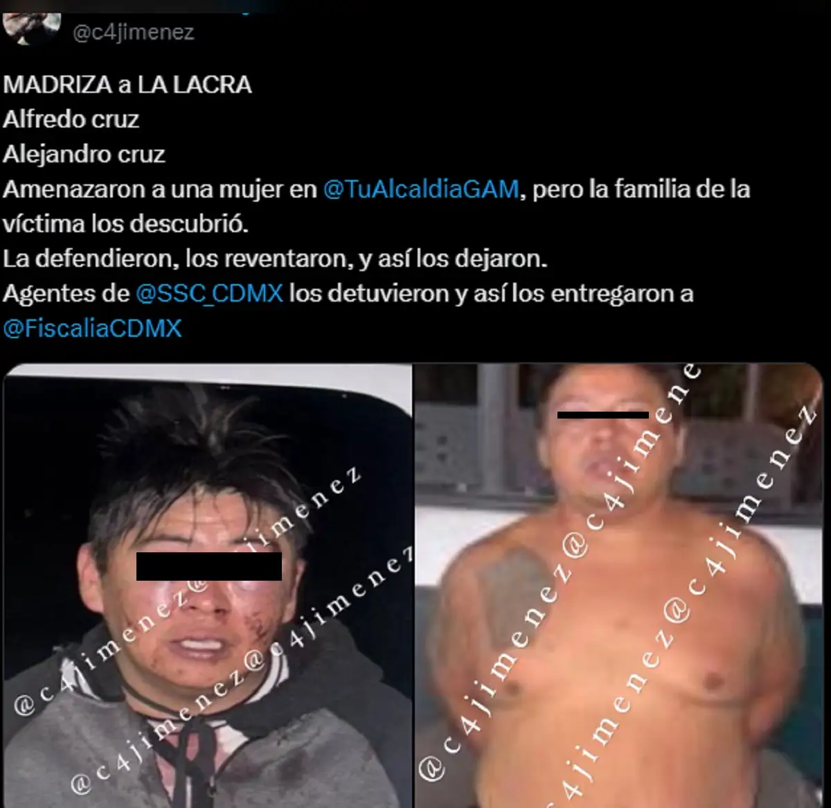 Vecinos dan brutal golpiza a dos agresores que amenazaron a una mujer en la GAM