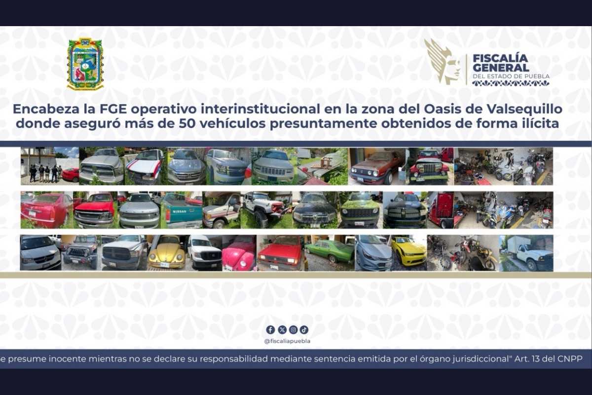 Encuentran 50 vehículos robados en bodega del Oasis de Valsequillo; hasta una lancha tenían