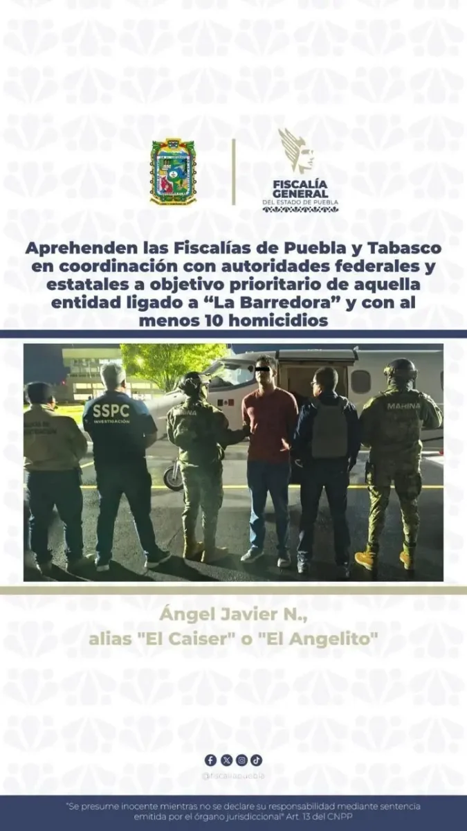En Puebla, logran detención de El Caiser de La Barredora