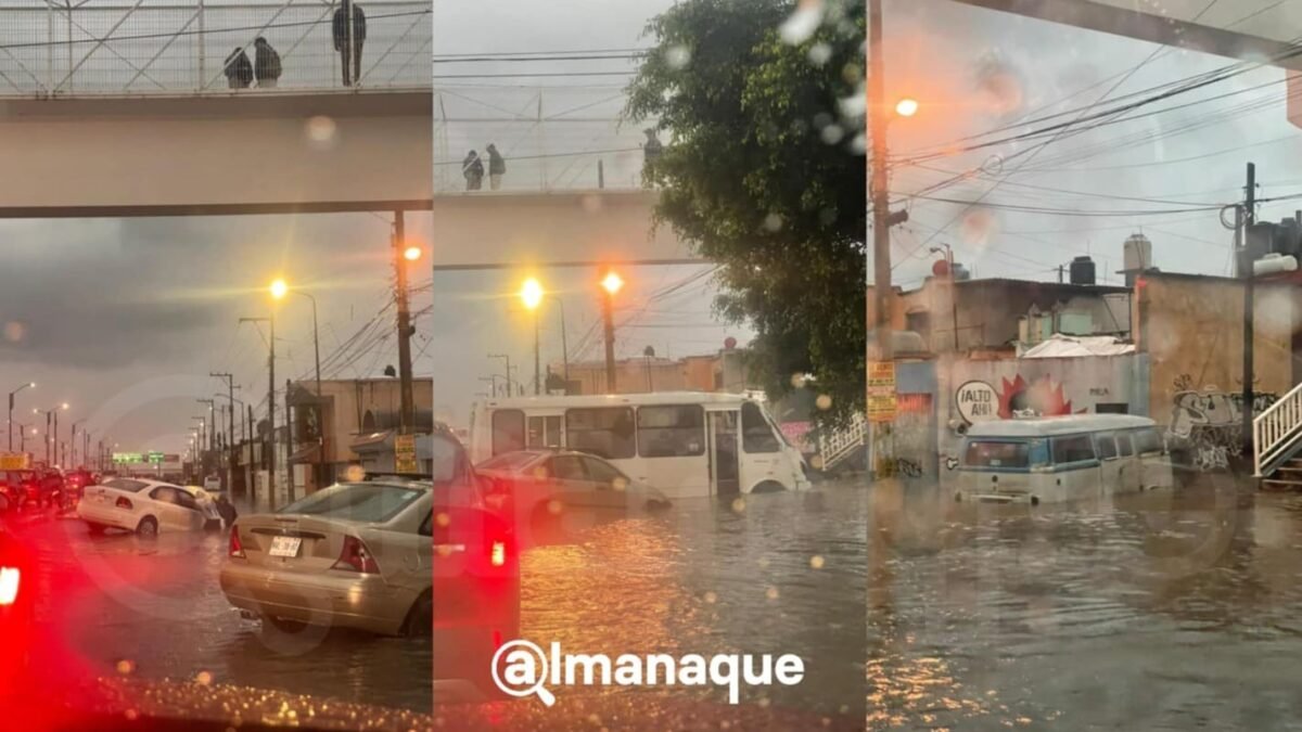 Puebla bajo el agua: Fuerte lluvia deja decenas de autos varados en Periférico y Recta a Cholula
