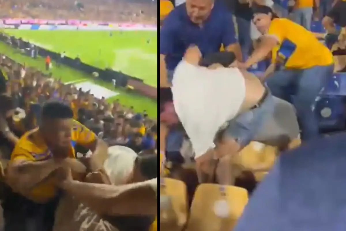Aficionados protagonizan pelea en el Estadio Universitario durante el América vs Tigres