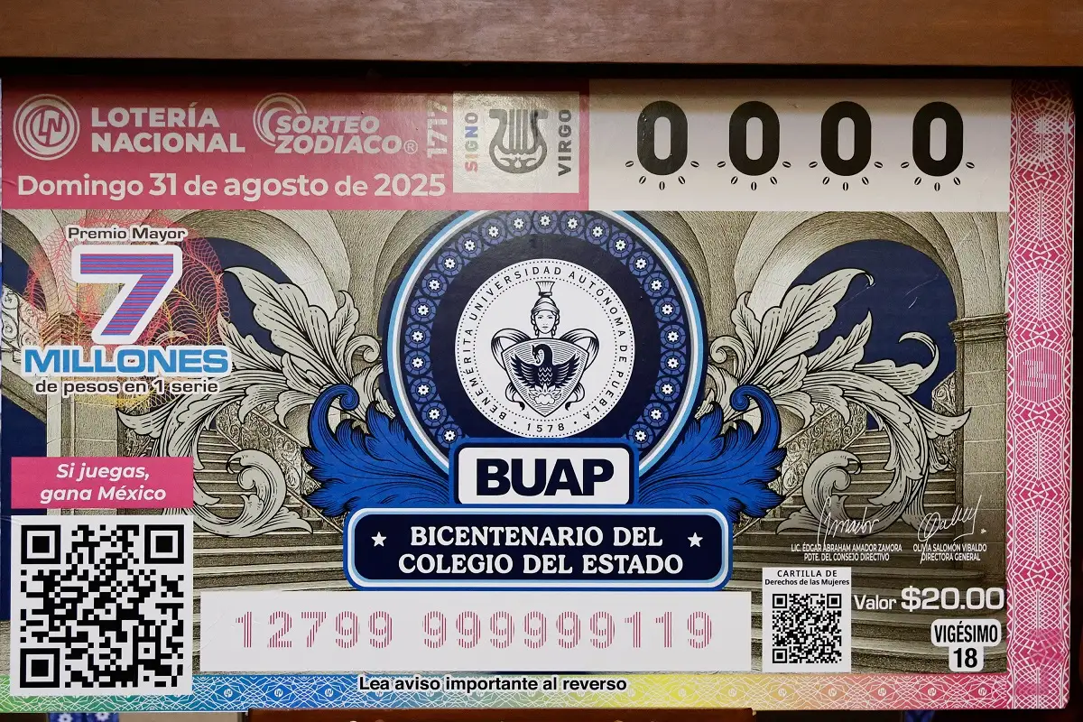Lotería Nacional conmemorará bicentenario de la BUAP con más de 2 millones de boletos