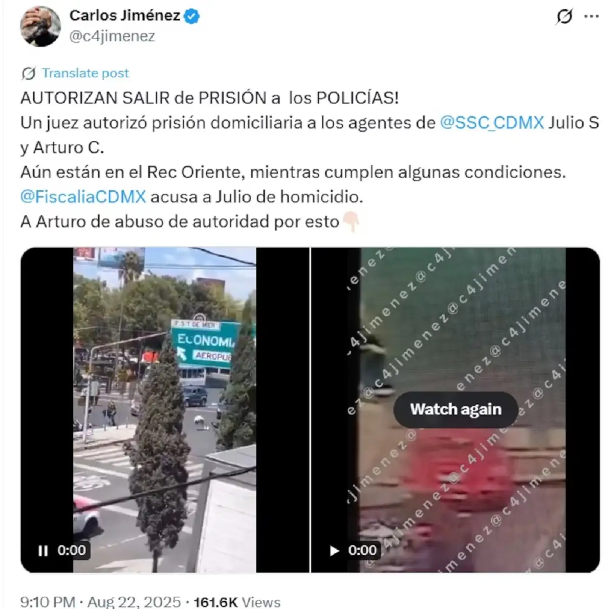 Policía que asesinó a motociclista en CDMX obtiene prisión domiciliaria