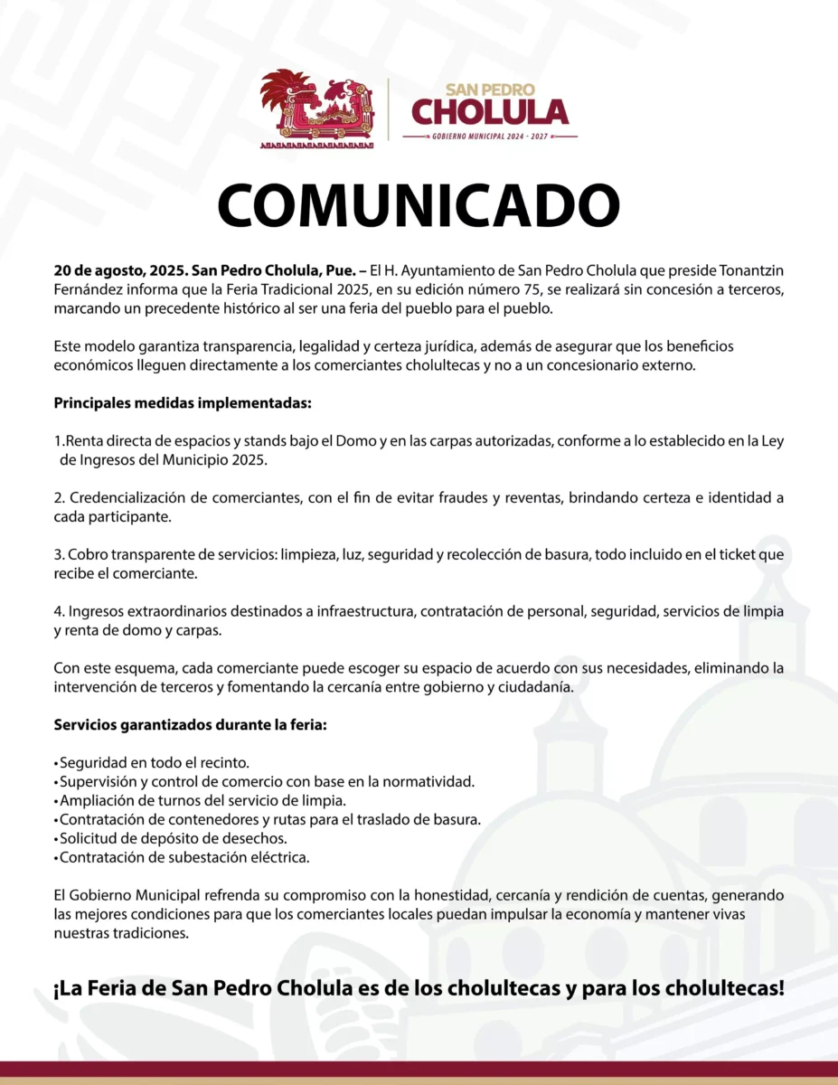 Tonantzin Fernandez informa que la Feria Tradicional 2025 en su edicion numero 75 se realizara sin concesion a terceros 1