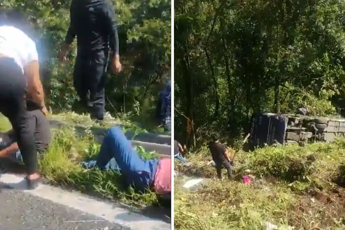caída de un autobús en la México-Tuxpan