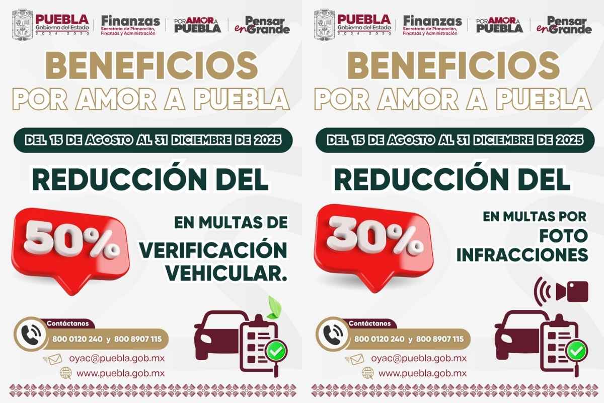 descuentos en fotomultas y verificación en Puebla