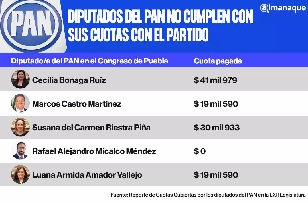 grafico Diputados del PAN no cumplen con sus cuotas con el partido