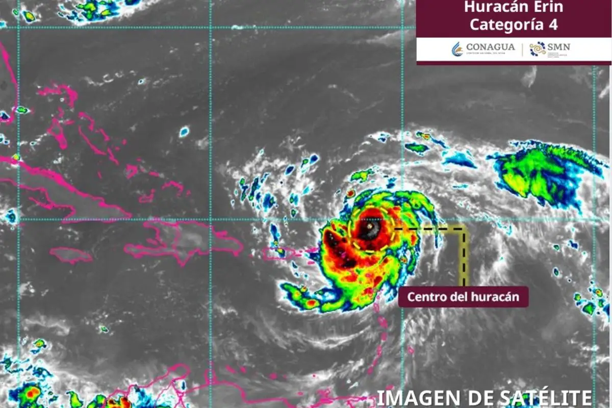 Huracán Erin se fortalece y alcanza categoría 4; esta es su trayectoria 1 Huracán Erin se fortalece y alcanza categoría 4; esta es su trayectoria