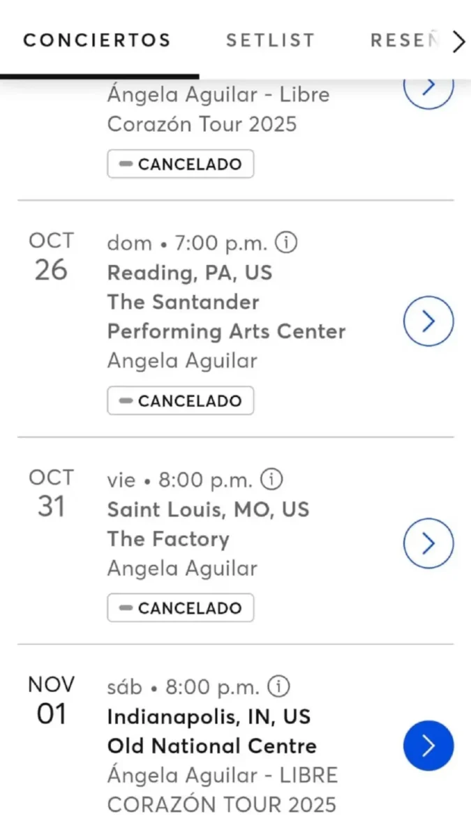 Ángela Aguilar cancela varias fechas de su gira