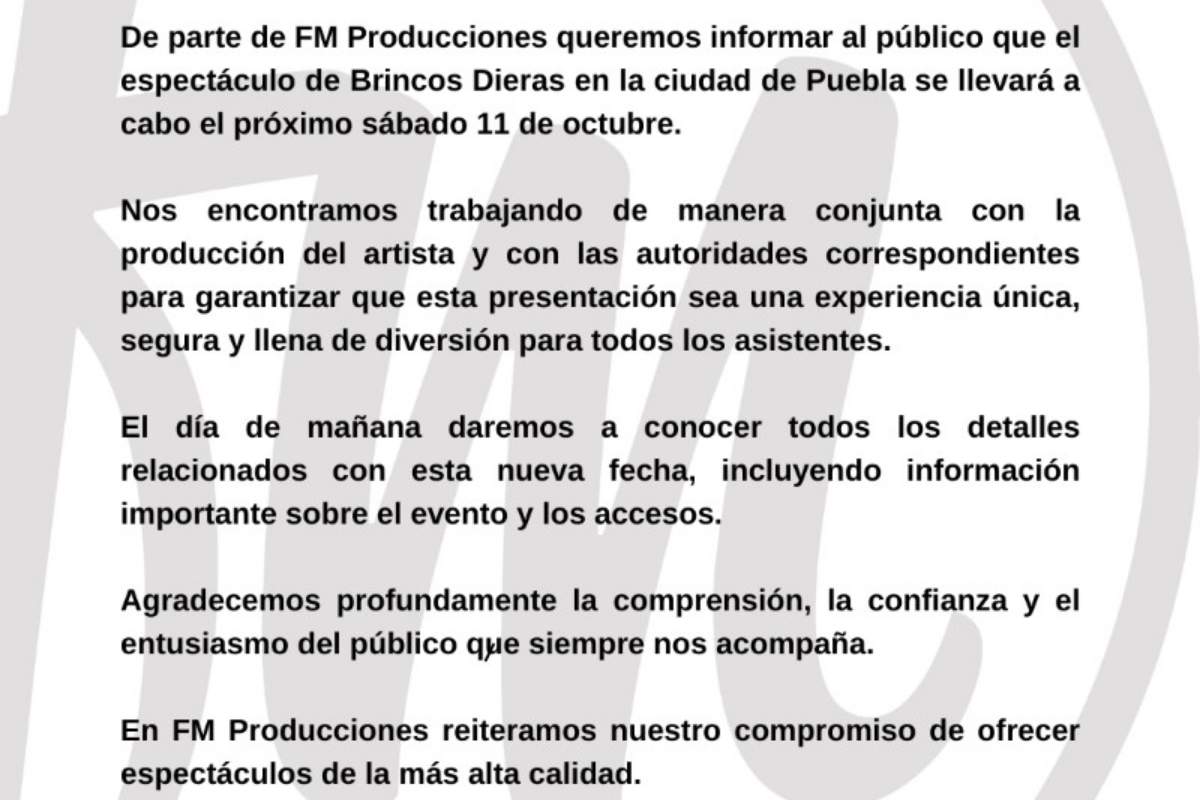 Esta es la nueva fecha de Brincos Dieras en Puebla tras cancelación