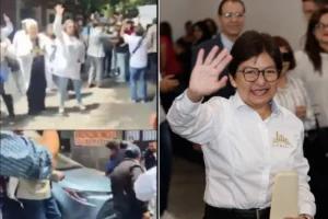 Grupo de choque relacionado con Alfonso Esparza avienta líquidos al auto de Lilia Cedillo