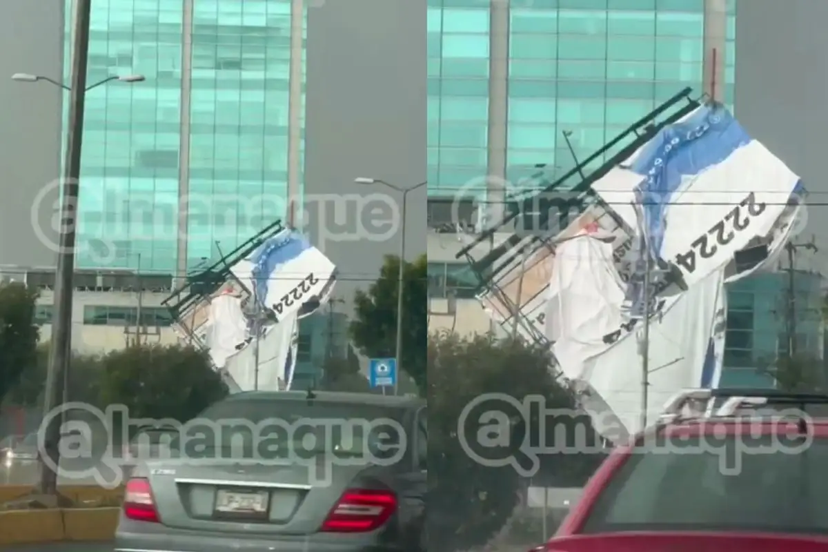 Intensa lluvia y fuertes vientos en Puebla derriban espectacular en la Vía Atlixcáyotl y señalamiento de RUTA 1 Intensa lluvia y fuertes vientos en Puebla derriban espectacular en la Vía Atlixcáyotl