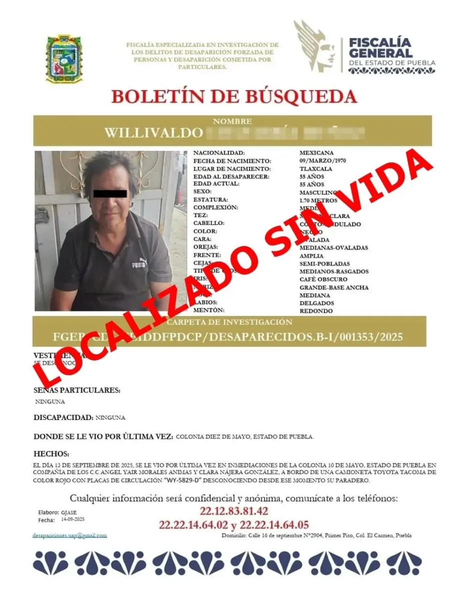 Fiscalía de Puebla confirma que el cuerpo de Analco es del comerciante Willivaldo