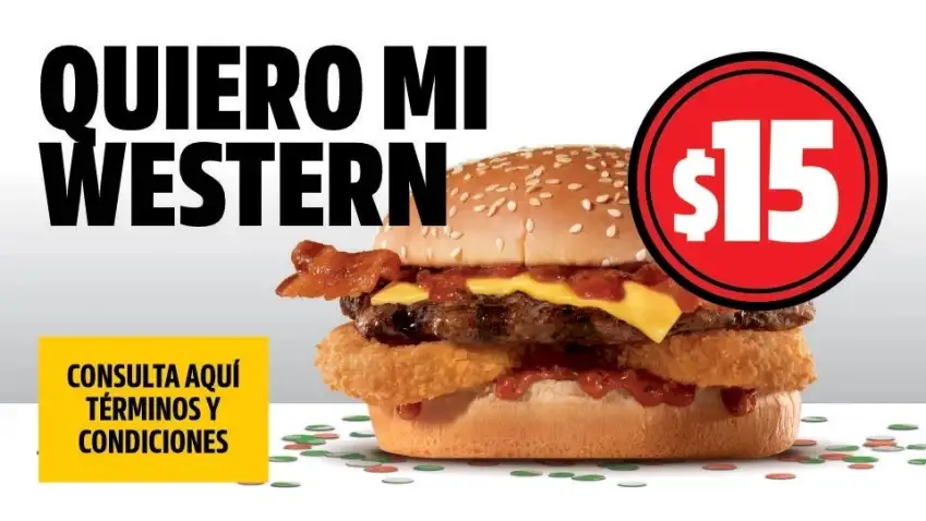 hamburguesa de Carl's Jr a 15 pesos