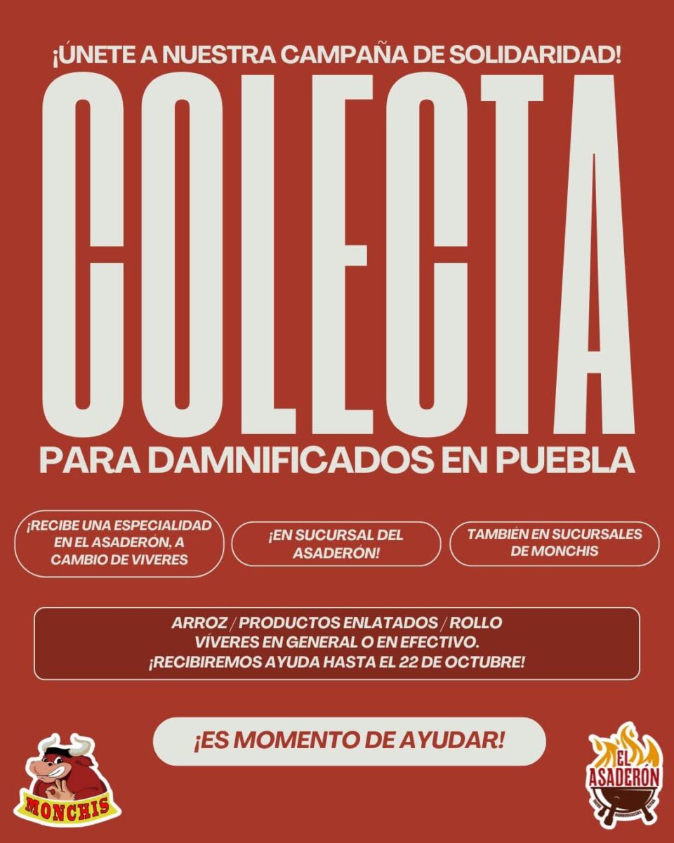 Taquería Los  Monchis recolecta víveres para damnificados de la Sierra Norte