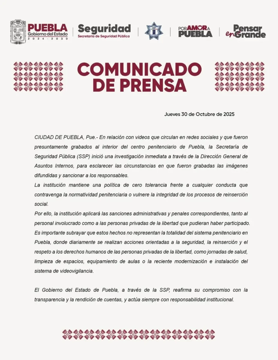 Asuntos internos investigará fiesta de reos del Penal de San Miguel
