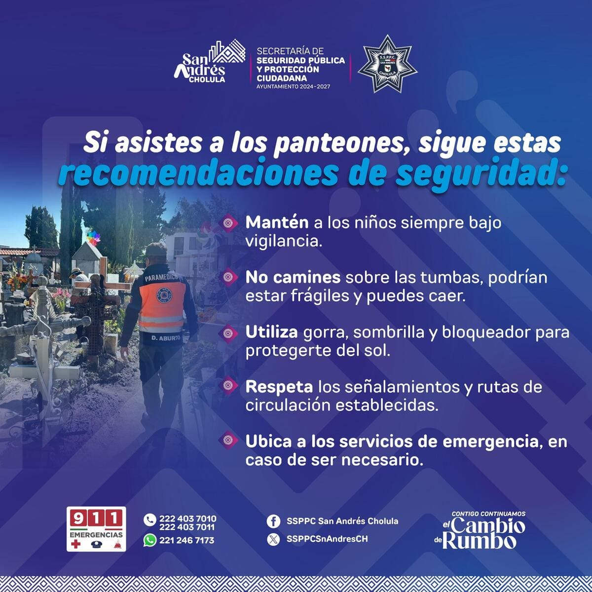 San Andrés Cholula pone en marcha Operativo Todos Santos 2025