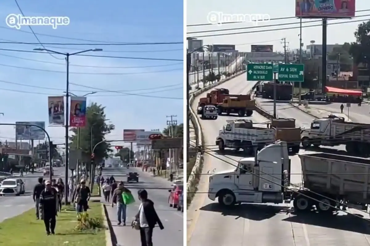 Caos en el Periférico de Puebla y 11 Sur