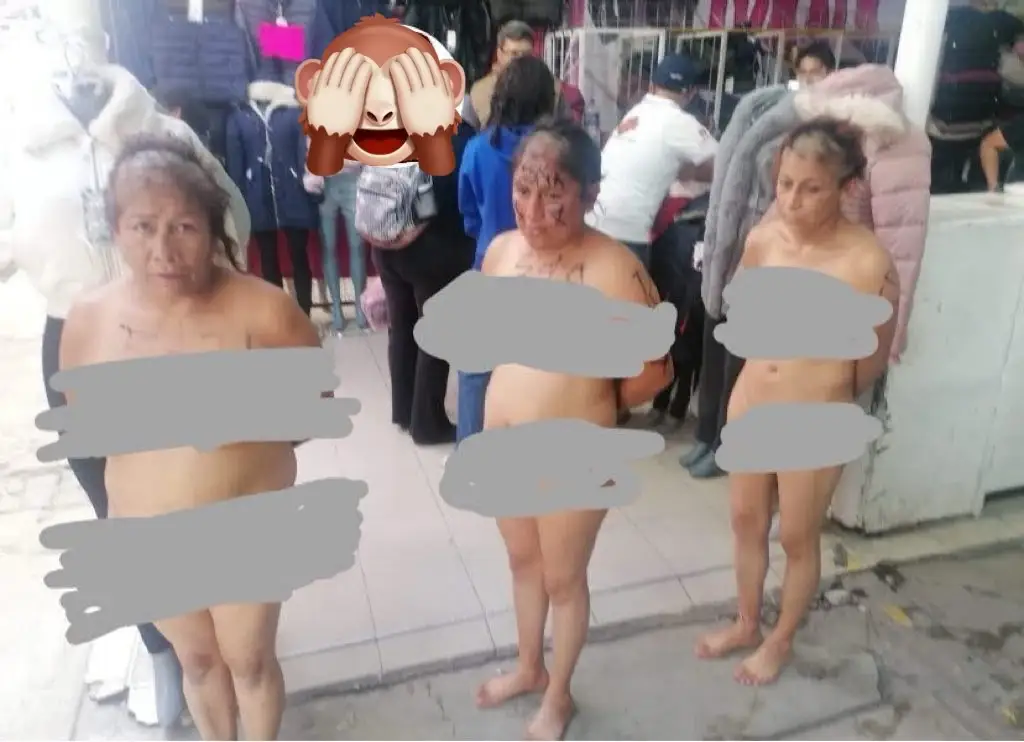 Desnudaron a tres mujeres por robar en tianguis de Texmelucan