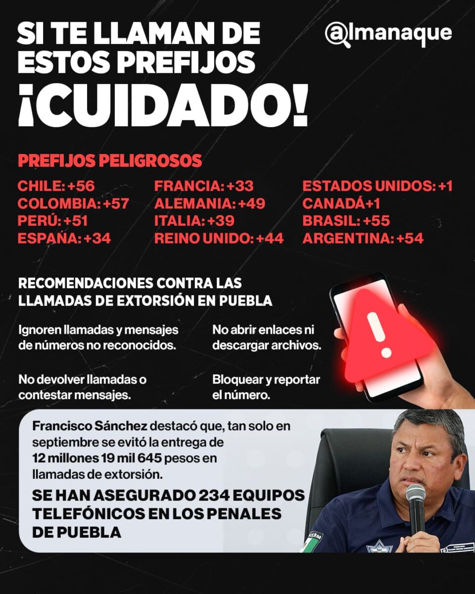 Estas son las recomendaciones de SSP para evitar caer en llamadas de extorsión en Puebla 2 llamadas de extorsión en Puebla