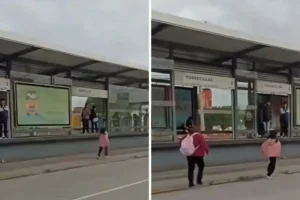 Cruzan imprudentemente para llegar al paradero de RUTA de Torrecillas