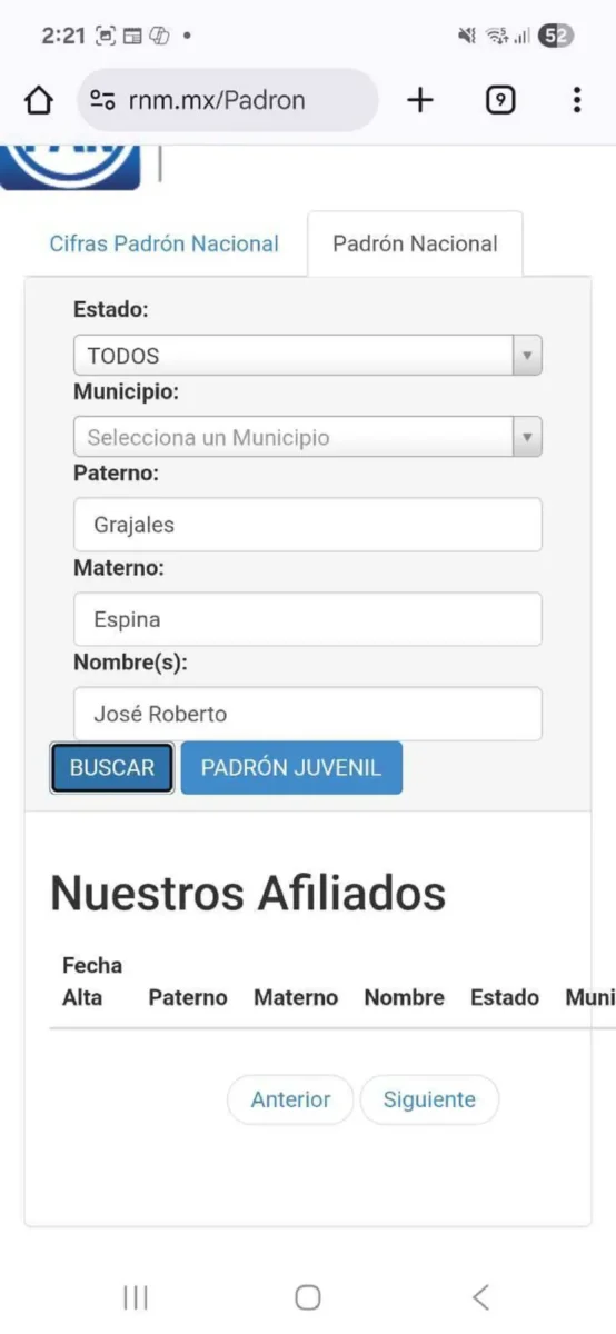 Falla sitio del Registro Nacional del PAN