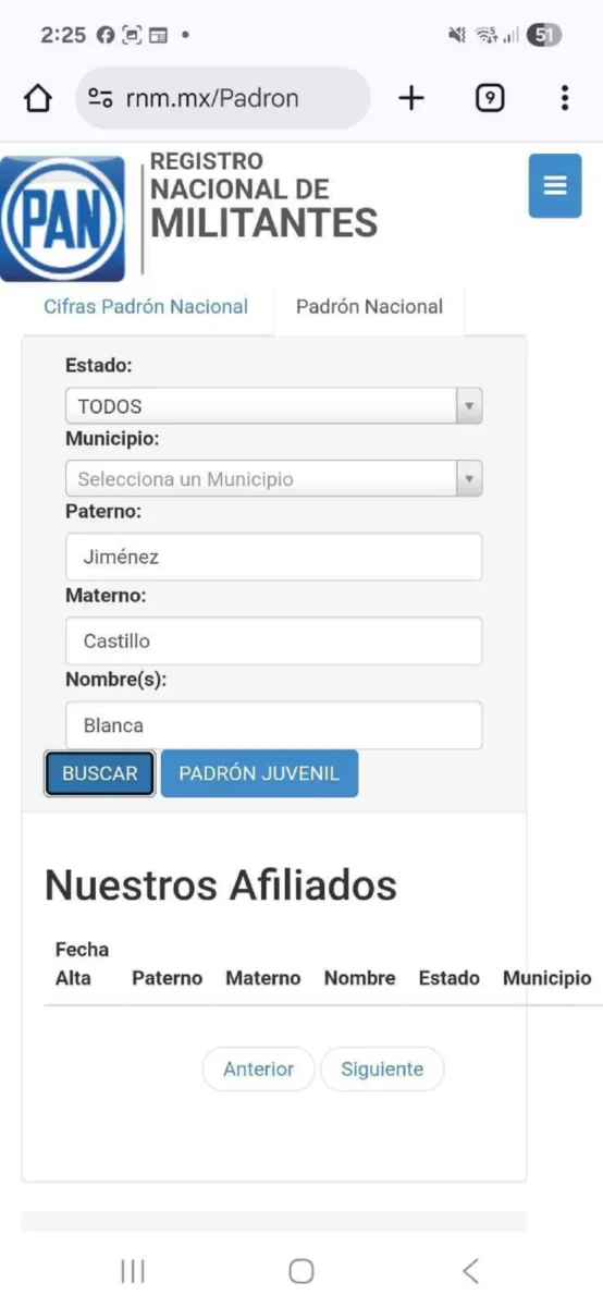 Falla sitio del Registro Nacional del PAN