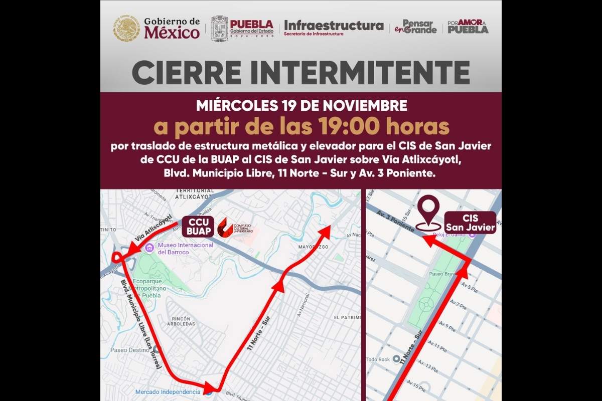 Reducirán circulación vial por traslado de un elevador del CCU al CIS de San Javier